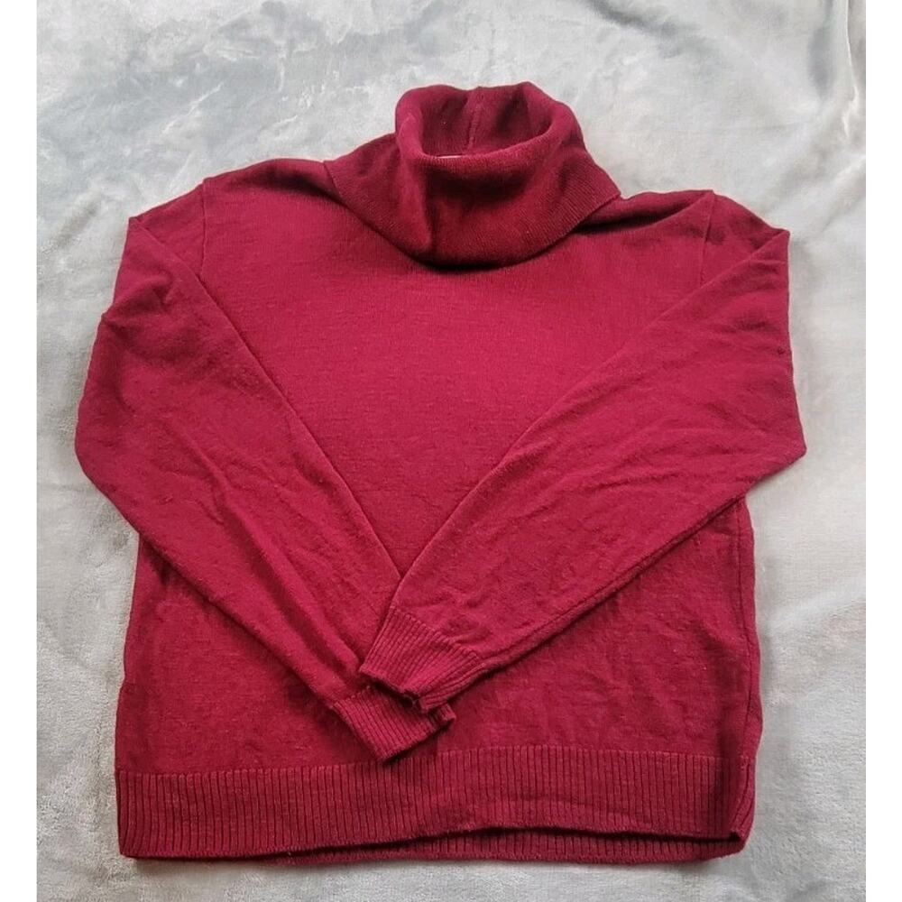 Vtg Pendleton Turtleneck Merino Wool womens Medium knit Sweater Red * tiny flaw